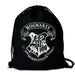 Logoshirt®️ Harry Potter - Hogwarts Logo (White) I Printed Gym Bag - Fabric Backpack 100% Cotton I AZO-free I Black I Original Licensed Design