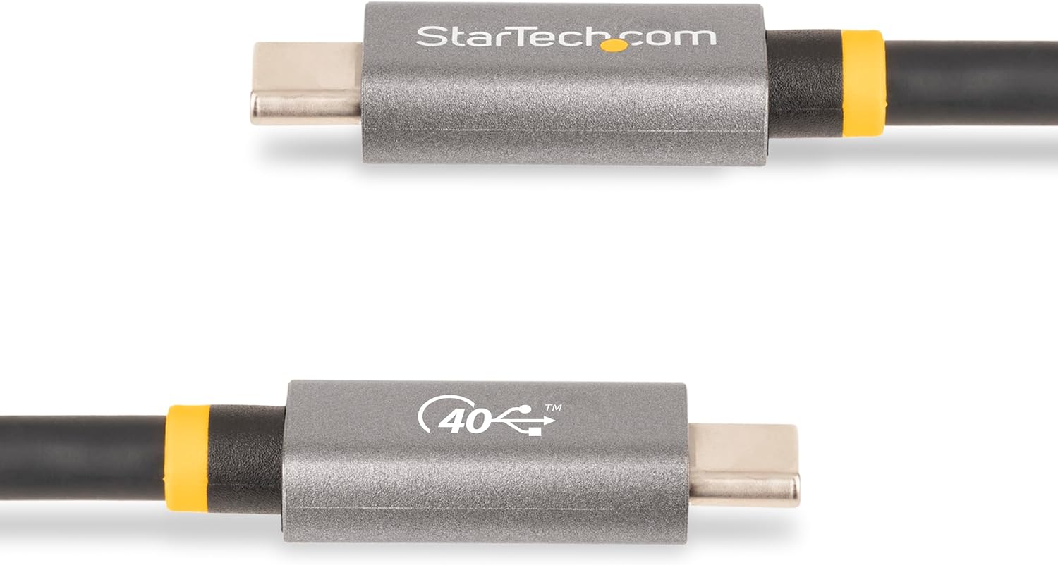 StarTech.com 3ft (1m) USB4 Cable, USB-IF Certified USB-C Cable, 40 Gbps, USB Type-C Data Transfer Cable/Cord, 100W Power Delivery, 8K 60Hz, Compatible w/Thunderbolt 4/3/USB 3.2 (CC1M-40G-USB-CABLE