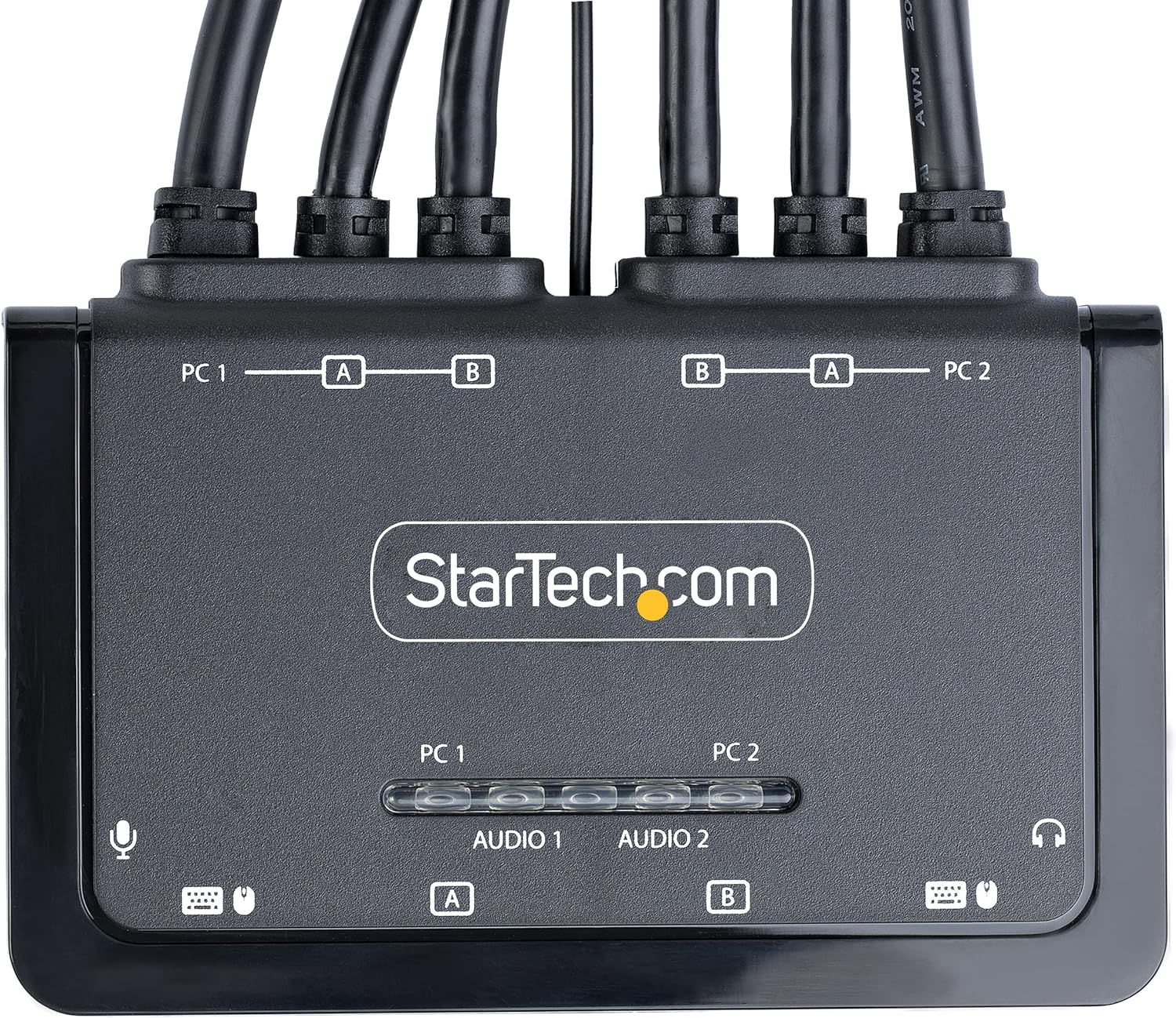 StarTech.com 2-Port Dual-Monitor DisplayPort Cable KVM Switch, 4K 60Hz, Compact KVM with 5ft/1.5m USB-A/DisplayPort/Audio Integrated Cables, Bus Powered, Remote/Hotkey Switching (C2-DD46-UA2-CBL-KVM
