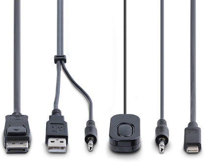 StarTech.com 2-Port Hybrid USB-C DisplayPort Cable KVM Switch, 4K 60Hz, Compact KVM with 6ft/1.8m USB-A/DP/Audio & 4ft/1.2m USB-C Integrated Cables, Bus Powered, Hotkey Switching (C2-D46-UAC-CBL-KVM