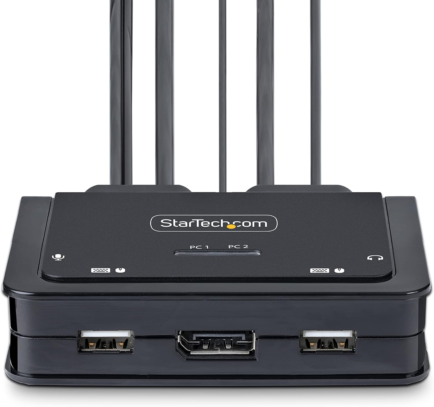 StarTech.com 2-Port Hybrid USB-C DisplayPort Cable KVM Switch, 4K 60Hz, Compact KVM with 6ft/1.8m USB-A/DP/Audio & 4ft/1.2m USB-C Integrated Cables, Bus Powered, Hotkey Switching (C2-D46-UAC-CBL-KVM