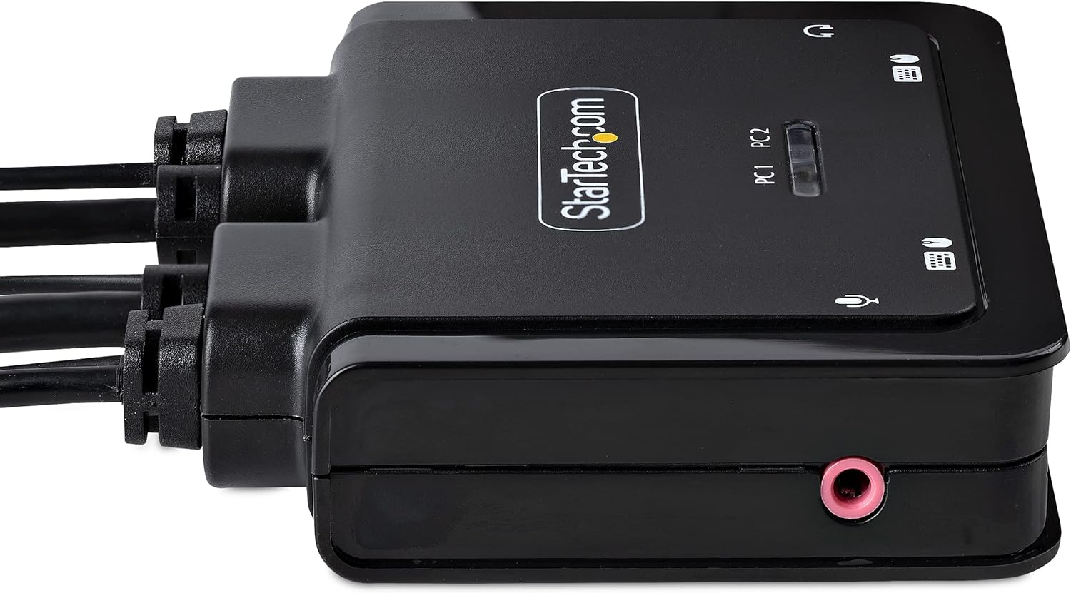 StarTech.com 2-Port Hybrid USB-C HDMI Cable KVM Switch, 4K 60Hz, Compact KVM with 6ft/1.8m USB-A/HDMI/Audio & 4ft/1.2m USB-C Integrated Cables, Bus Powered, Hotkey Switching (C2-H46-UAC-CBL-KVM