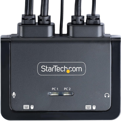 StarTech.com 2-Port Hybrid USB-C HDMI Cable KVM Switch, 4K 60Hz, Compact KVM with 6ft/1.8m USB-A/HDMI/Audio & 4ft/1.2m USB-C Integrated Cables, Bus Powered, Hotkey Switching (C2-H46-UAC-CBL-KVM