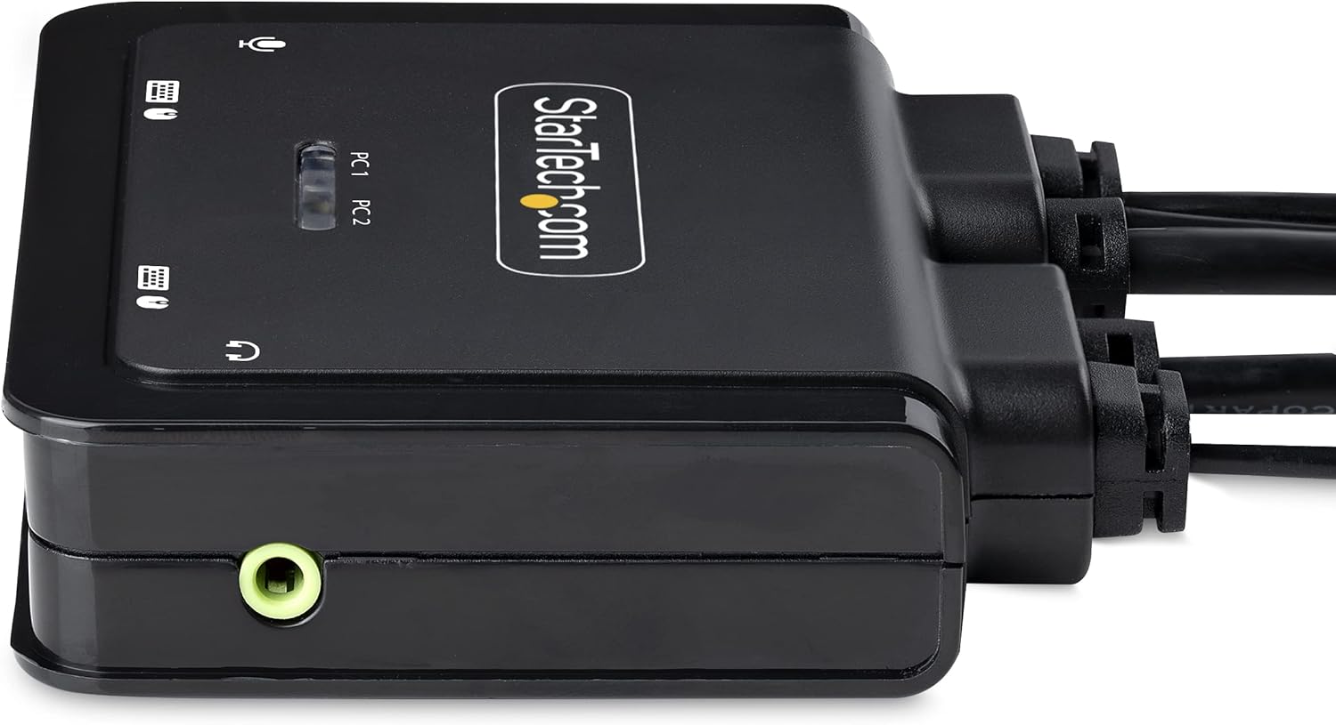 StarTech.com 2-Port USB-C Cable KVM Switch, 4K 60Hz DisplayPort Output, Compact KVM with 4ft/1.2m USB Type-C/Audio Integrated Host Cables, Bus Powered, Remote/Hotkey Switching (C2-D46-UC2-CBL-KVM