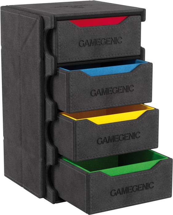 Gamegenic Token’s Lair - Premium All-in-One Token Box with Integrated Dice Tray for Ultimate Gaming Experience, Multifunctional Storage for Game Tokens, Dice and Accessories, Black Color, Made