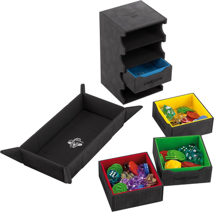 Gamegenic Token’s Lair - Premium All-in-One Token Box with Integrated Dice Tray for Ultimate Gaming Experience, Multifunctional Storage for Game Tokens, Dice and Accessories, Black Color, Made