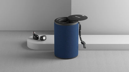 Ledwood Wireless Speaker and In-Ear Earphones Blue