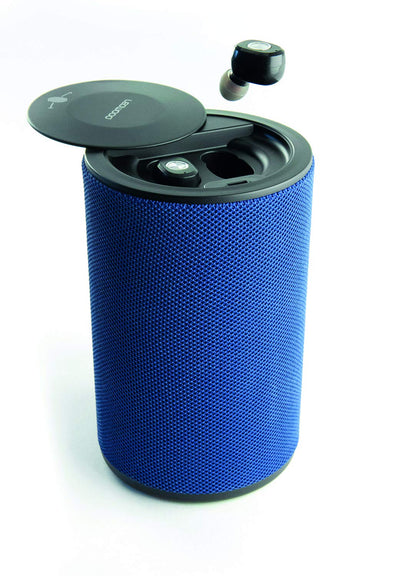 Ledwood Wireless Speaker and In-Ear Earphones Blue