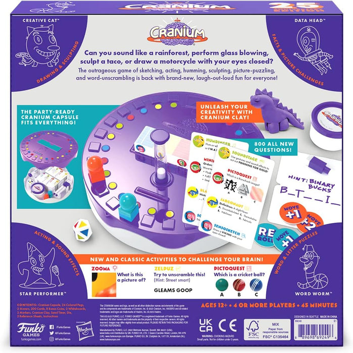 Funko Games Presents: Cranium - 25th Anniversary Edition | More Than 800+ New Questions - Unscramble, Sculpt, Draw and More | Family Party Board Game | For 4+ Players Ages 12+