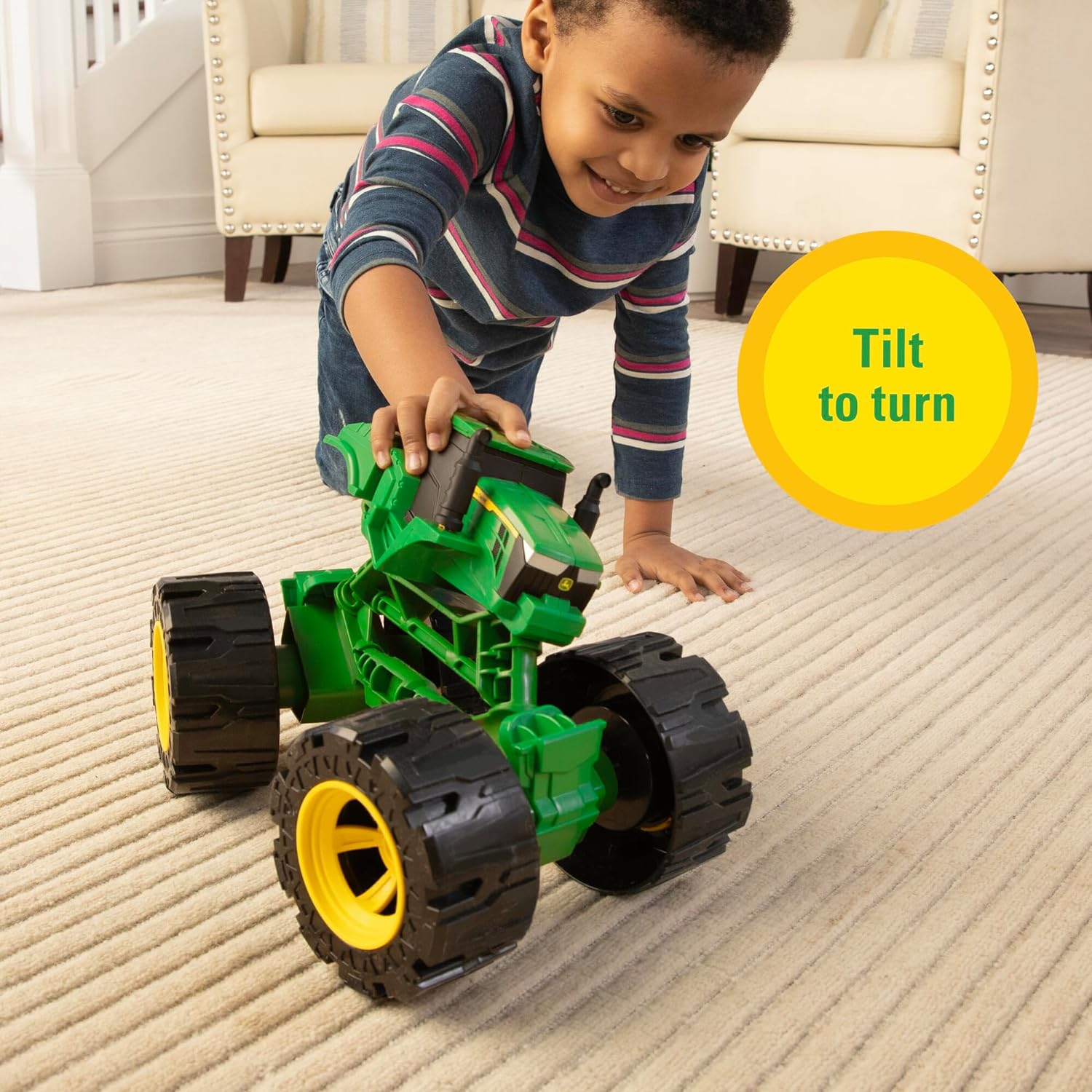 John Deere Monster Treads All Terrain Tractor Toy - Steerable Kids Tractor Monster Truck Toys with Large Tread Wheels - Durable Indoor & Outdoor Toys - 3 Year Old Boy Gifts & 3 Year Old Girl Gifts
