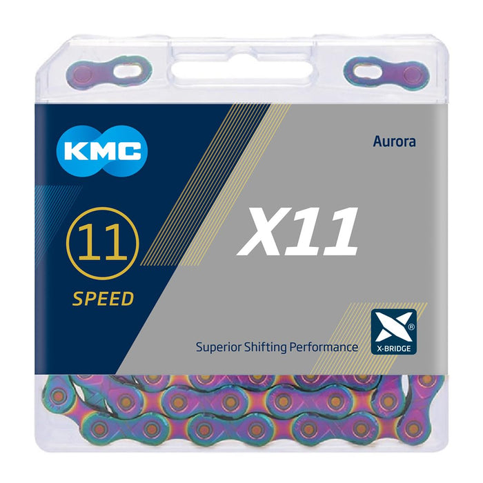 KMC X11 Catena a 11 velocità, blu aurora, 118 maglie