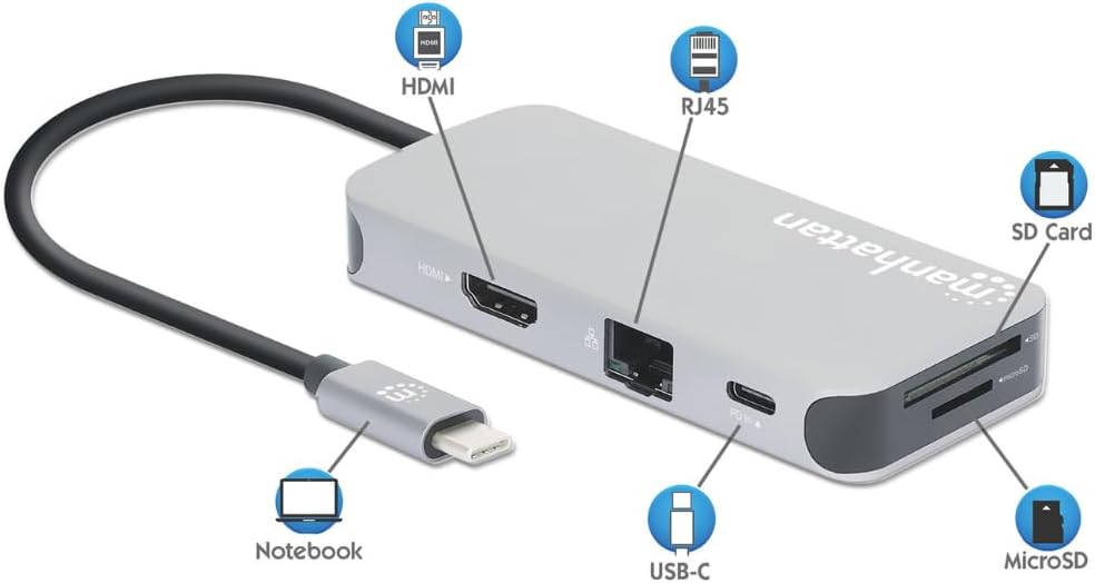 Manhattan USB-C 8-in-1 Docking Station with Power Delivery