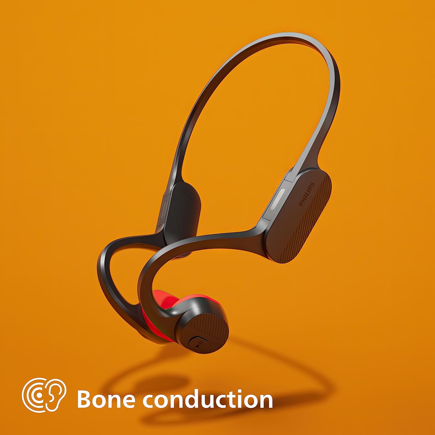 PHILIPS TAA5608BK/00 Open-Ear Wireless Sports Headphones | Bone Conduction | Bluetooth LE Audio & LC3 | IPX5 Water Resistant | Up To 6 Hours Play Time | LED Safety Lights | Microphone | Black