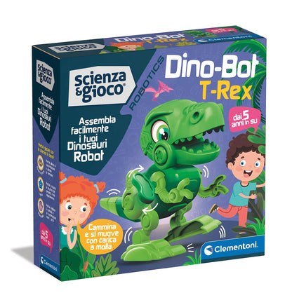 Clementoni - Science Robotics-Dino Bot Build, Robotic Laboratory, T-Rex Dinosaur Model, STEM, Scientific Game 5 Years, Made in Italy, Italian Colour, 19331