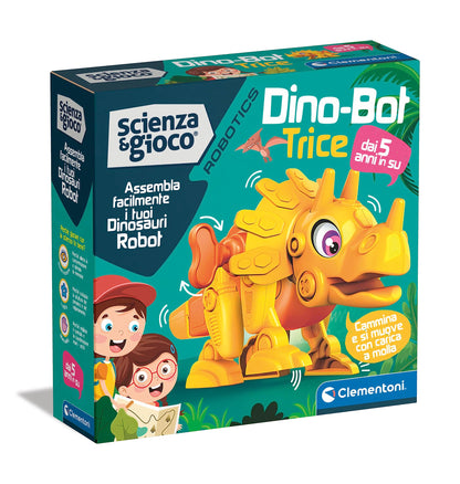 Clementoni Clementoni-19332 Scienza Robotics-Dino Bot Costruire, Laboratorio Robotica, Modello Dinosauro Triceratopo, STEM, Gioco Scientifico 5 Anni, Made in Italy, Colore Italiano, 19332