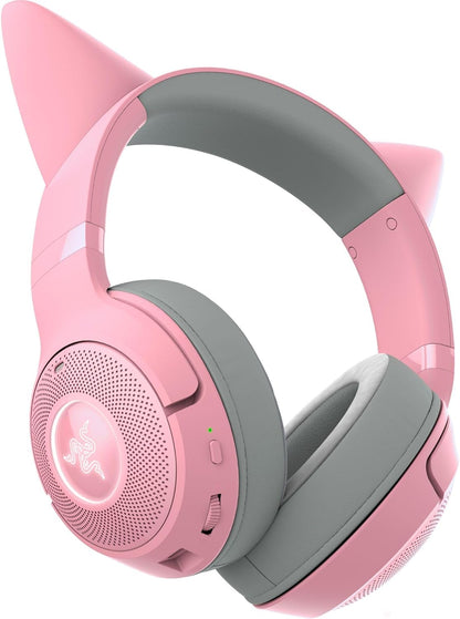 Razer Kraken Kitty V2 BT - Wireless Bluetooth RGB Headset with Kitty Ears (Bluetooth 5.2, TriForce 40 mm Drivers, Integrated Beamforming Noise-cancelling Mics, Up to 40 Hrs Battery Life) Quartz Pink