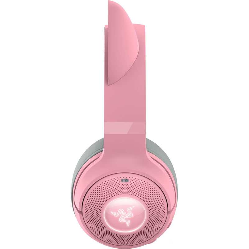 Razer Kraken Kitty V2 BT - Wireless Bluetooth RGB Headset with Kitty Ears (Bluetooth 5.2, TriForce 40 mm Drivers, Integrated Beamforming Noise-cancelling Mics, Up to 40 Hrs Battery Life) Quartz Pink Kraken Kitty V2 - Bluetooth Quartz, Razer Kraken Kitty V