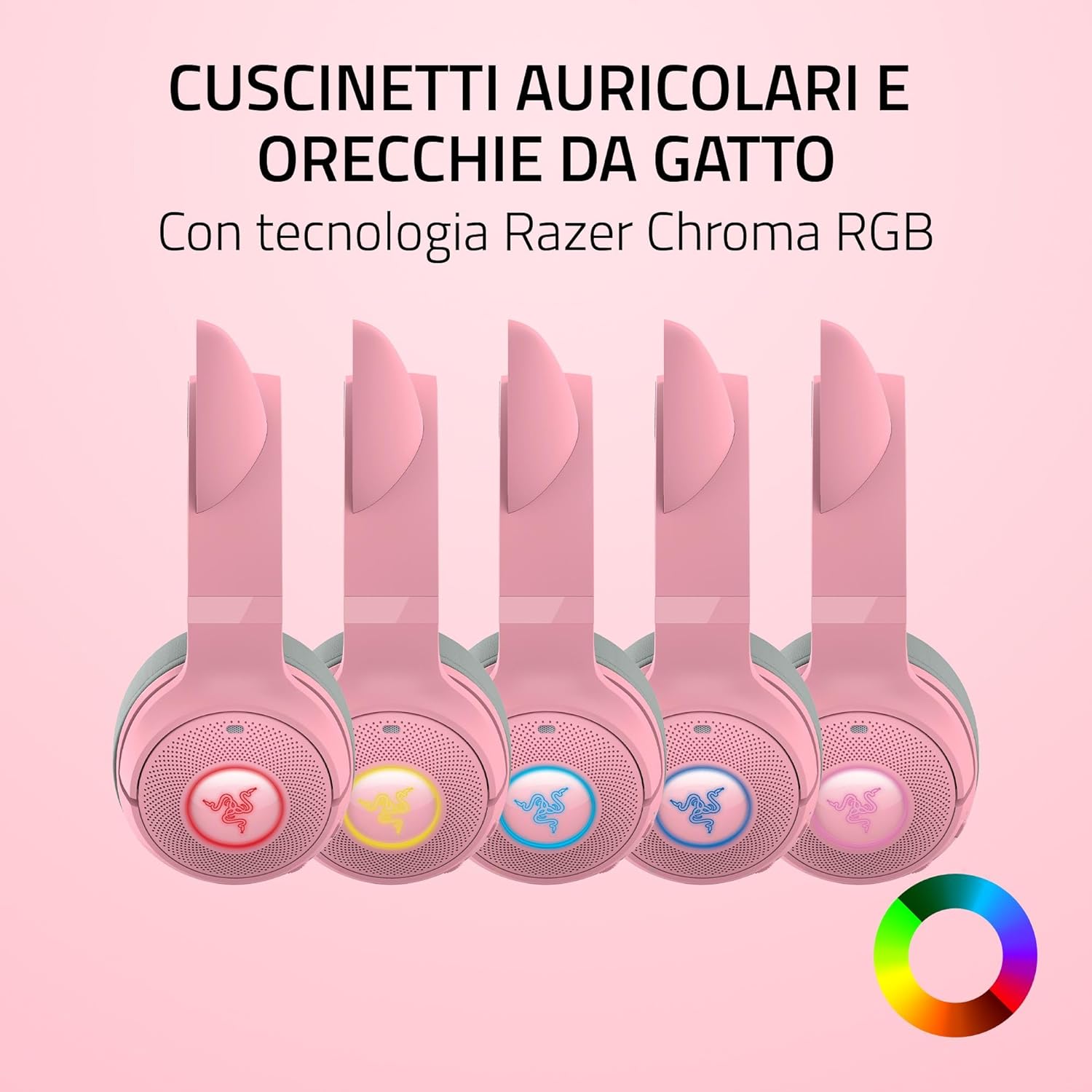 Razer Kraken Kitty V2 BT - Wireless Bluetooth RGB Headset with Kitty Ears (Bluetooth 5.2, TriForce 40 mm Drivers, Integrated Beamforming Noise-cancelling Mics, Up to 40 Hrs Battery Life) Quartz Pink