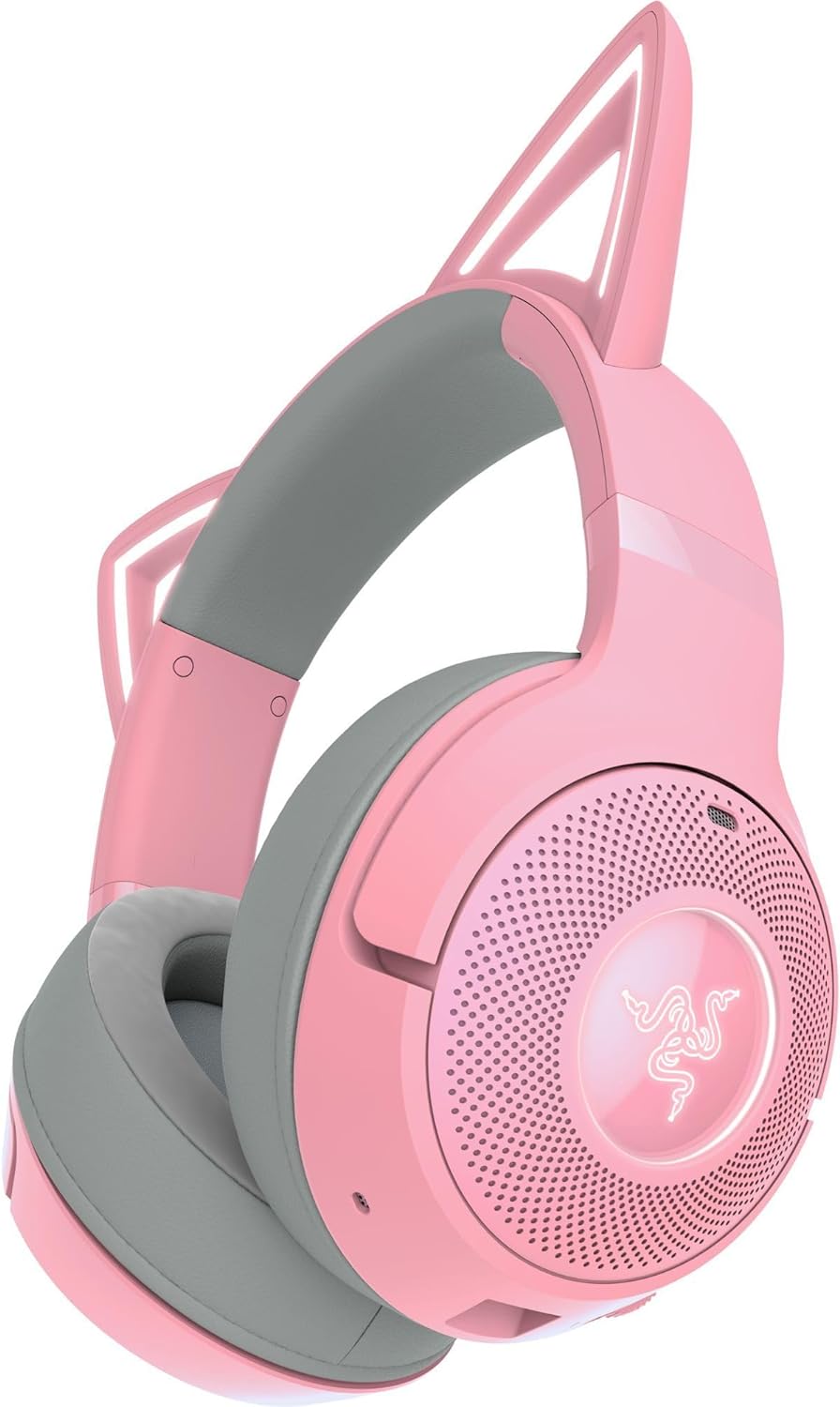 Razer Kraken Kitty V2 BT - Wireless Bluetooth RGB Headset with Kitty Ears (Bluetooth 5.2, TriForce 40 mm Drivers, Integrated Beamforming Noise-cancelling Mics, Up to 40 Hrs Battery Life) Quartz Pink
