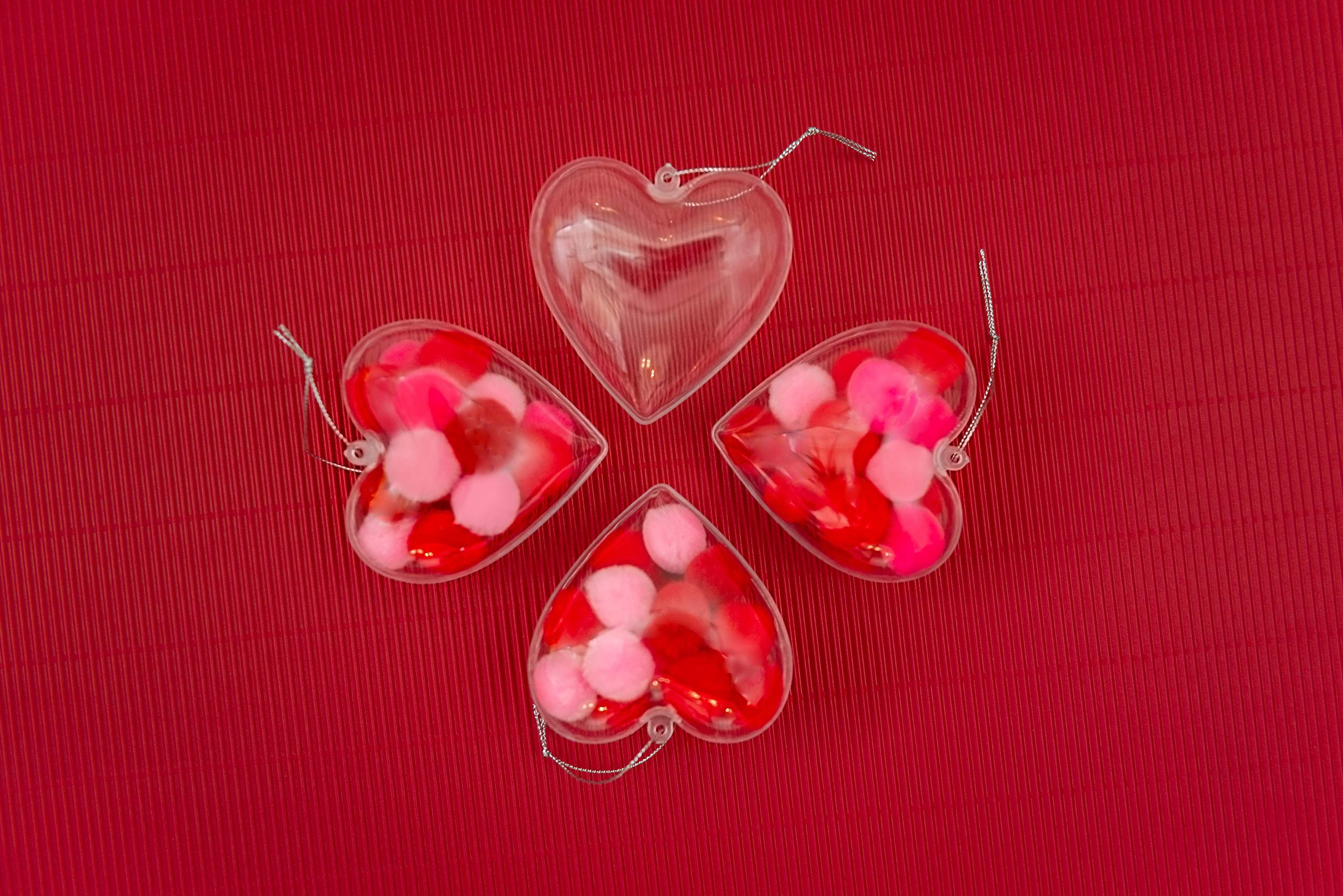 CLEAR HEART ORNAMENTS - PACK OF 12