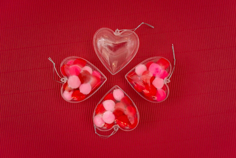 CLEAR HEART ORNAMENTS - PACK OF 12