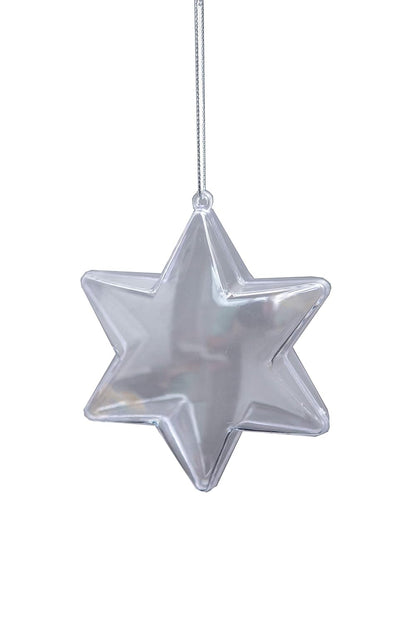 CLEAR STAR ORNAMENTS - PACK OF 12