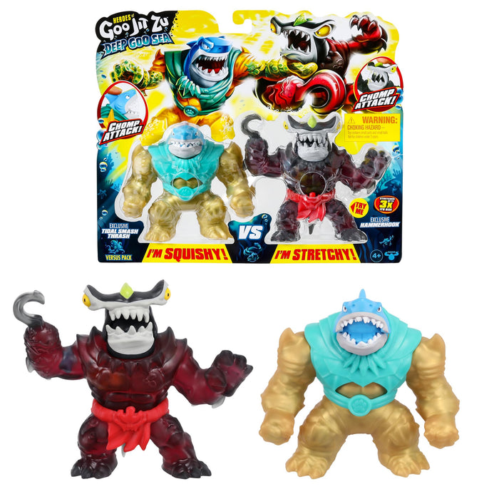 Heroes of Goo Jit Zu Deep Goo Sea Versus Pack. Exclusive Tidal Smash Thrash VS Exclusive Hammerhook. 2 Figure Pack! Super Squishy and Super Stretchy! Modern