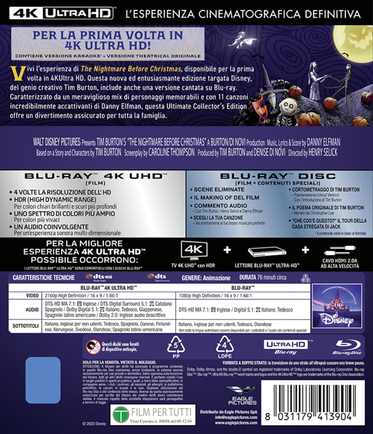 The Nightmare Before Christmas - 4K (Bd 4K + Bd Hd)