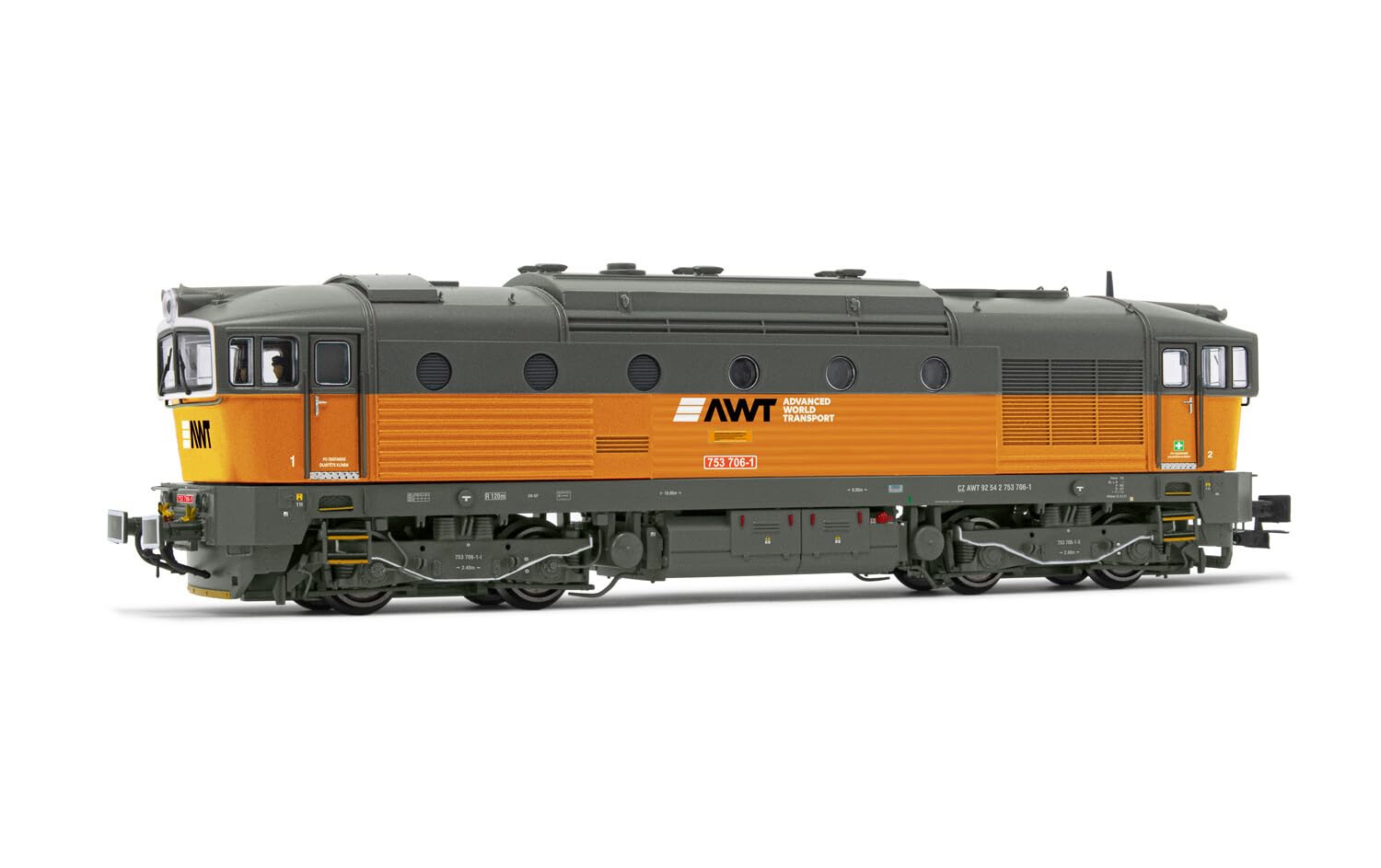 HR2928S AWT 4-axle Diesel Locomotive Class D7537 Orange Grey DCC Loco - Diesel
