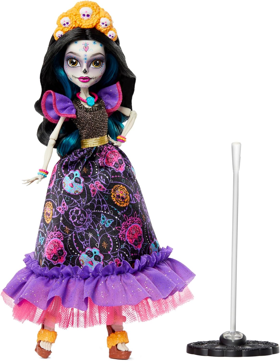 Monster High Doll, Skelita Calaveras Día De Muertos Collectible with Displayable Packaging, Colorful Fashion with Traditional Details
