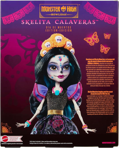 Monster High Doll, Skelita Calaveras Día De Muertos Collectible with Displayable Packaging, Colorful Fashion with Traditional Details