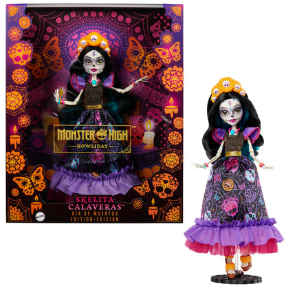 Monster High Doll, Skelita Calaveras Día De Muertos Collectible with Displayable Packaging, Colorful Fashion with Traditional Details