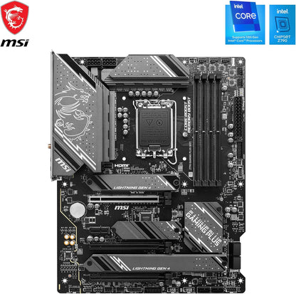 MSI Z790 GAMING PLUS WIFI Mainboard, ATX - Unterstützt Intel Core Prozessoren der 12., 13. und 14. Gen, LGA 1700 - DDR5 Memory Boost 7200+MHz/OC, 1 x PCIe 5.0 x16, 4 x M.2 Gen4, 2.5G LAN, Wi-Fi 6E