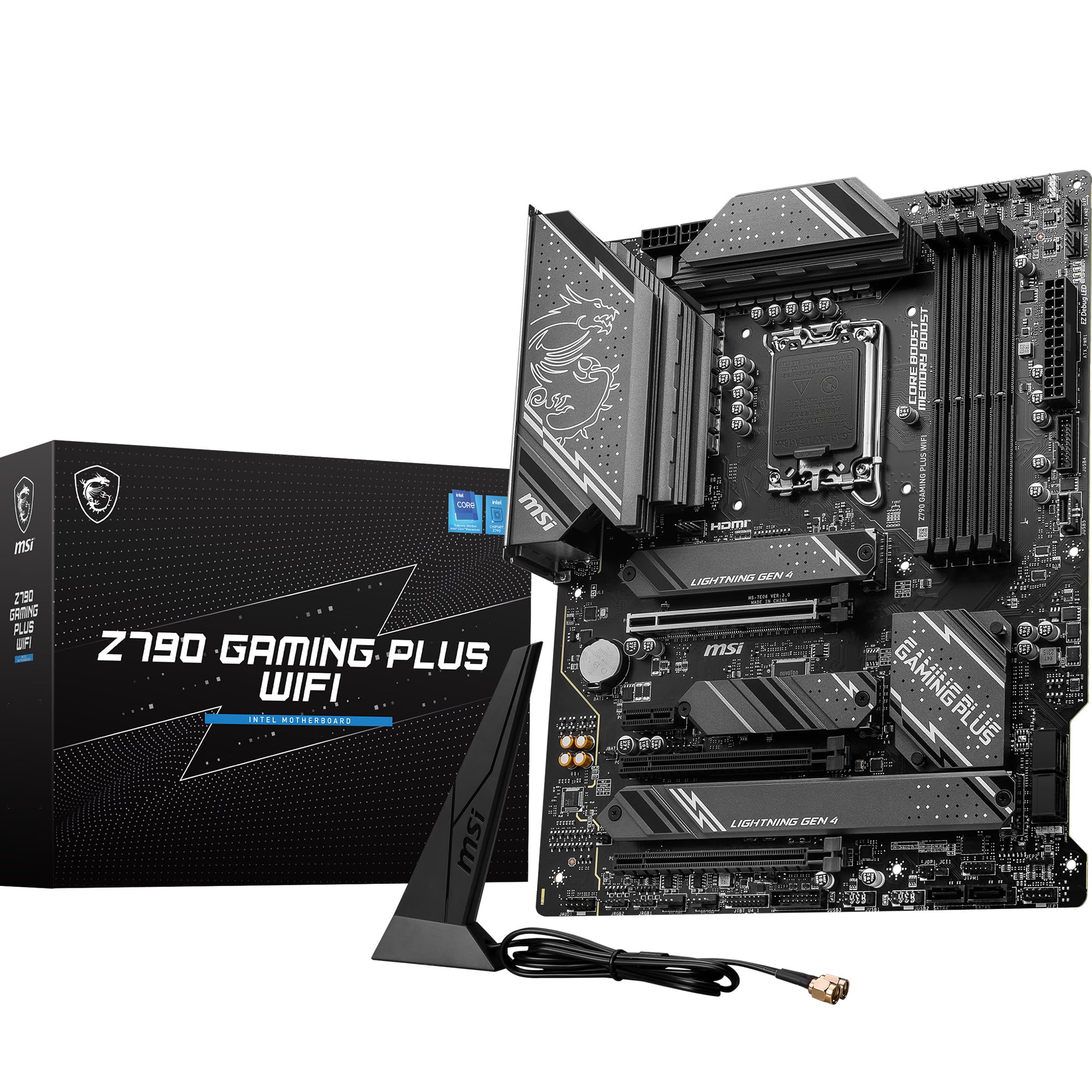 MSI Z790 GAMING PLUS WIFI Mainboard, ATX - Unterstützt Intel Core Prozessoren der 12., 13. und 14. Gen, LGA 1700 - DDR5 Memory Boost 7200+MHz/OC, 1 x PCIe 5.0 x16, 4 x M.2 Gen4, 2.5G LAN, Wi-Fi 6E