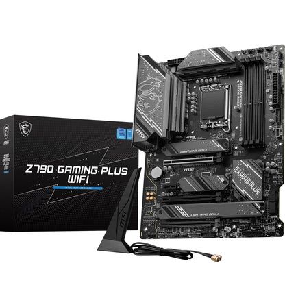 MSI Z790 GAMING PLUS WIFI Mainboard, ATX - Unterstützt Intel Core Prozessoren der 12., 13. und 14. Gen, LGA 1700 - DDR5 Memory Boost 7200+MHz/OC, 1 x PCIe 5.0 x16, 4 x M.2 Gen4, 2.5G LAN, Wi-Fi 6E