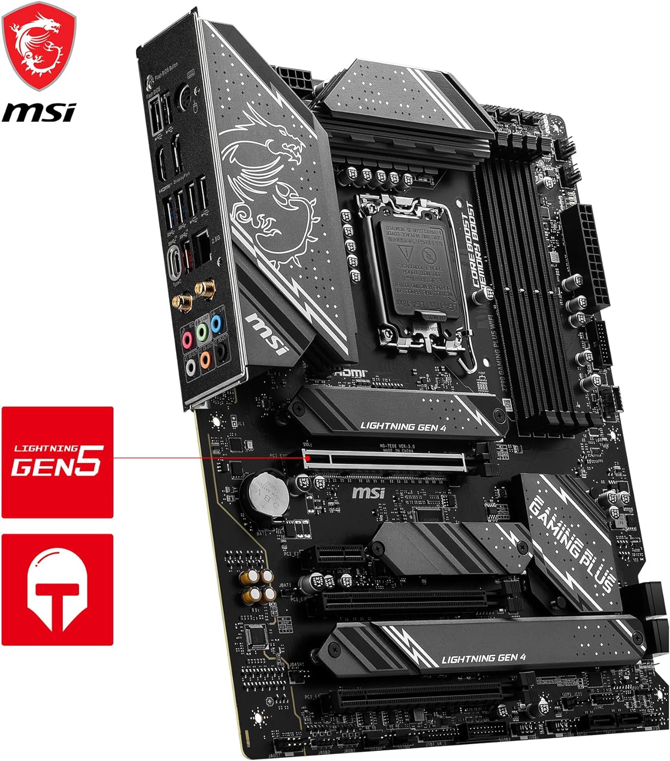 MSI Z790 GAMING PLUS WIFI Mainboard, ATX - Unterstützt Intel Core Prozessoren der 12., 13. und 14. Gen, LGA 1700 - DDR5 Memory Boost 7200+MHz/OC, 1 x PCIe 5.0 x16, 4 x M.2 Gen4, 2.5G LAN, Wi-Fi 6E