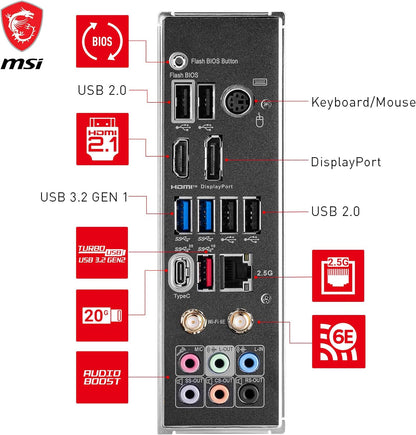 MSI Z790 GAMING PLUS WIFI Mainboard, ATX - Unterstützt Intel Core Prozessoren der 12., 13. und 14. Gen, LGA 1700 - DDR5 Memory Boost 7200+MHz/OC, 1 x PCIe 5.0 x16, 4 x M.2 Gen4, 2.5G LAN, Wi-Fi 6E
