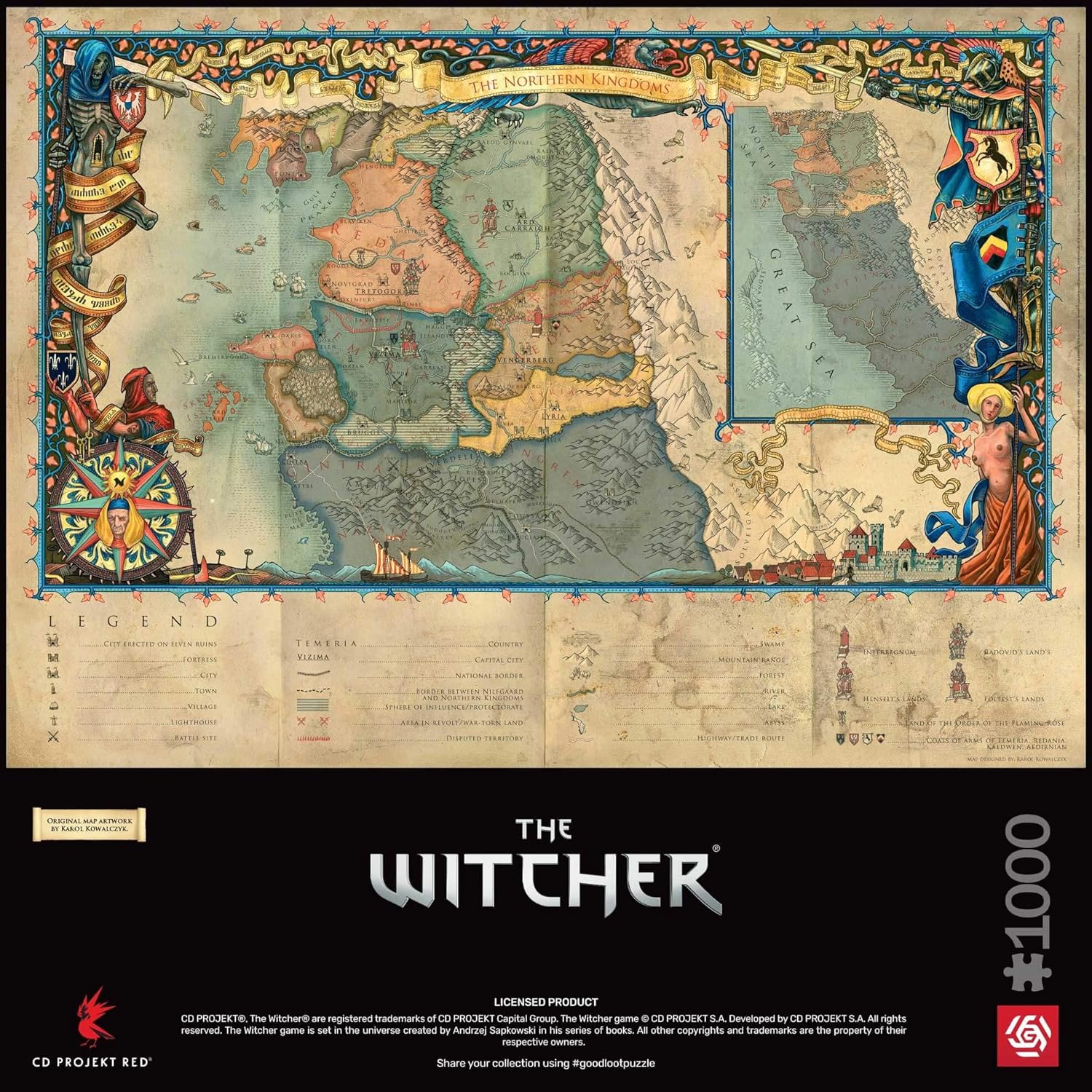 Good Loot Gaming : The Witcher The Northern Kingdoms - Difficult Hard 1000 Piece Jigsaw Puzzle – Computer Game Jigsaw Puzzle - For Video Game Lovers - For Adults and Kids 12+ - 34x48cm
