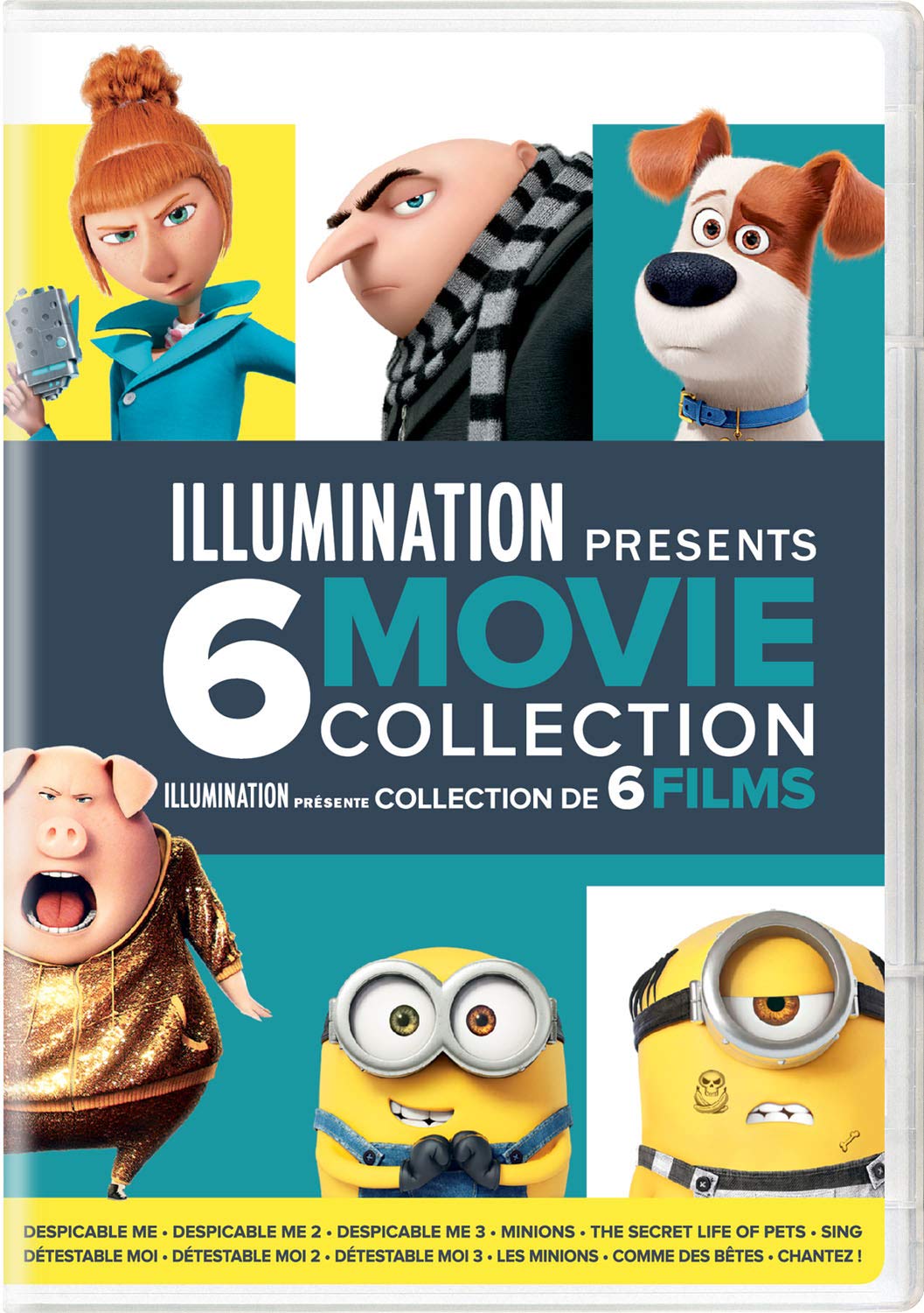 Illumination Presents: 6-Movie Collection Despicable Me / Despicable Me 2 / Despicable Me 3 / Minions / The Secret Life of Pets / Sing