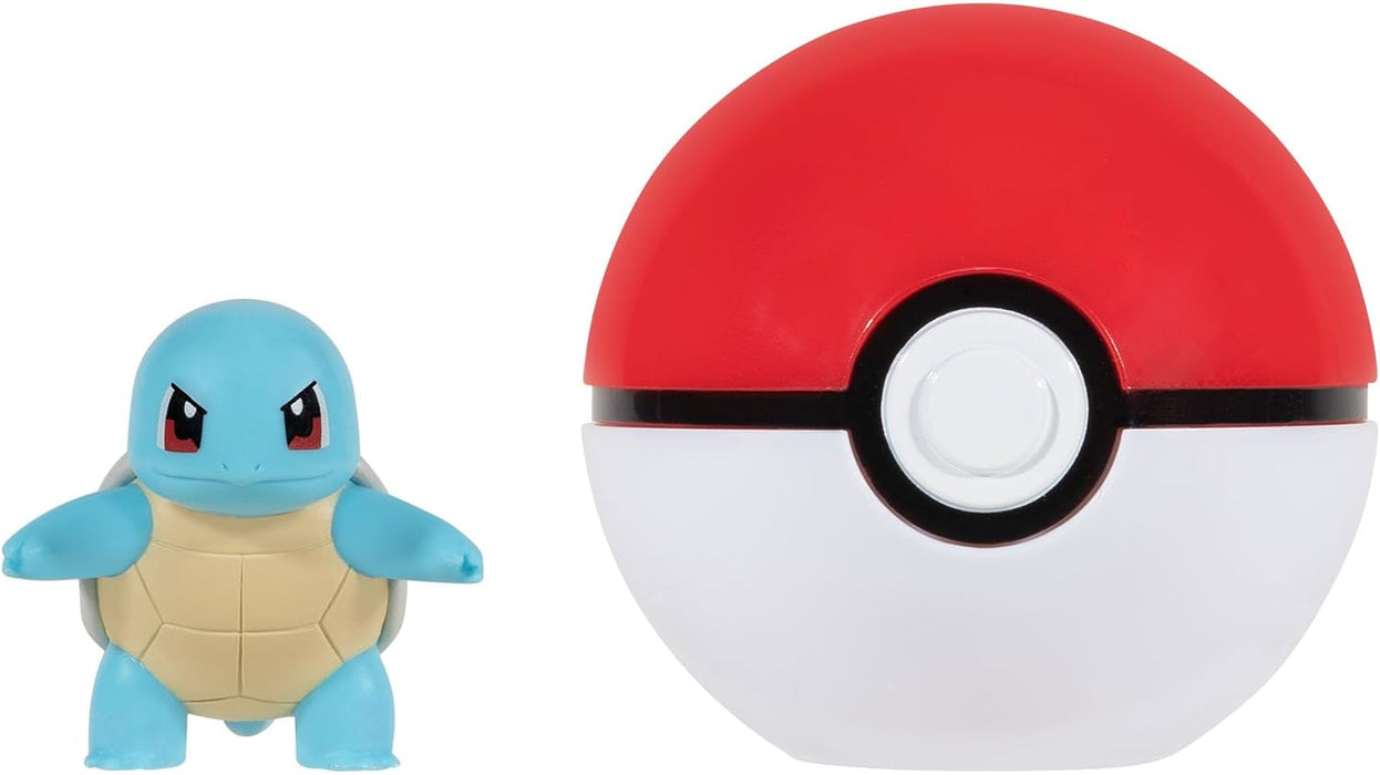 Pokémon PKW3143 Clip'n'Go Squirtle Official Pokéball with Detailed 2-Inch Figure, Black Squirtle #4 and Poke Ball