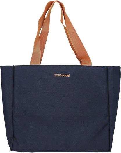 Depesche 12564 TOPModel City Girls - Draagtas in donkerblauw met modelmotief in heldere kleuren, shopper met binnenzak
