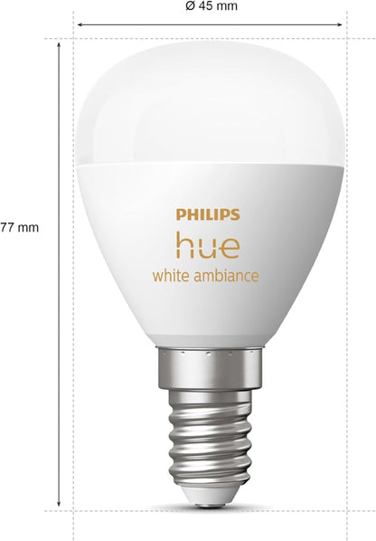 Philips Hue White Ambiance Luster Smart LED Light Bulb 1 Pack  for Indoor Home Lighting, Livingroom, Bedroom.