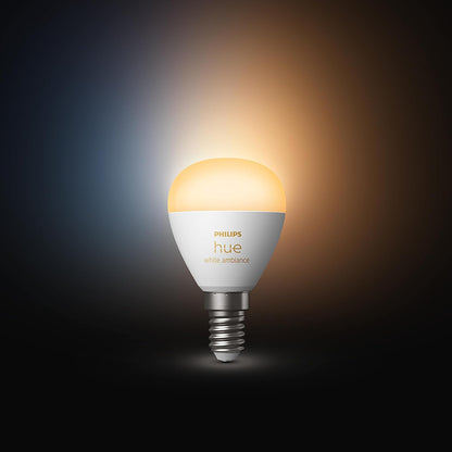 Philips Hue White Ambiance Luster Smart LED Light Bulb 1 Pack  for Indoor Home Lighting, Livingroom, Bedroom.