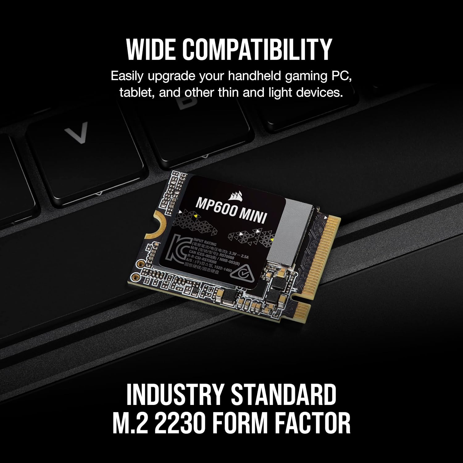 Corsair MP600 Mini 1TB M.2 NVMe PCIe x4 Gen4 2 SSD - M.2 2230 - Bis zu 4.800MB/Sek. Sequentielles Lesen - Hohe Dichte 3D TLC NAND - Ideal Für Steam Deck und Microsoft Surface - Schwar