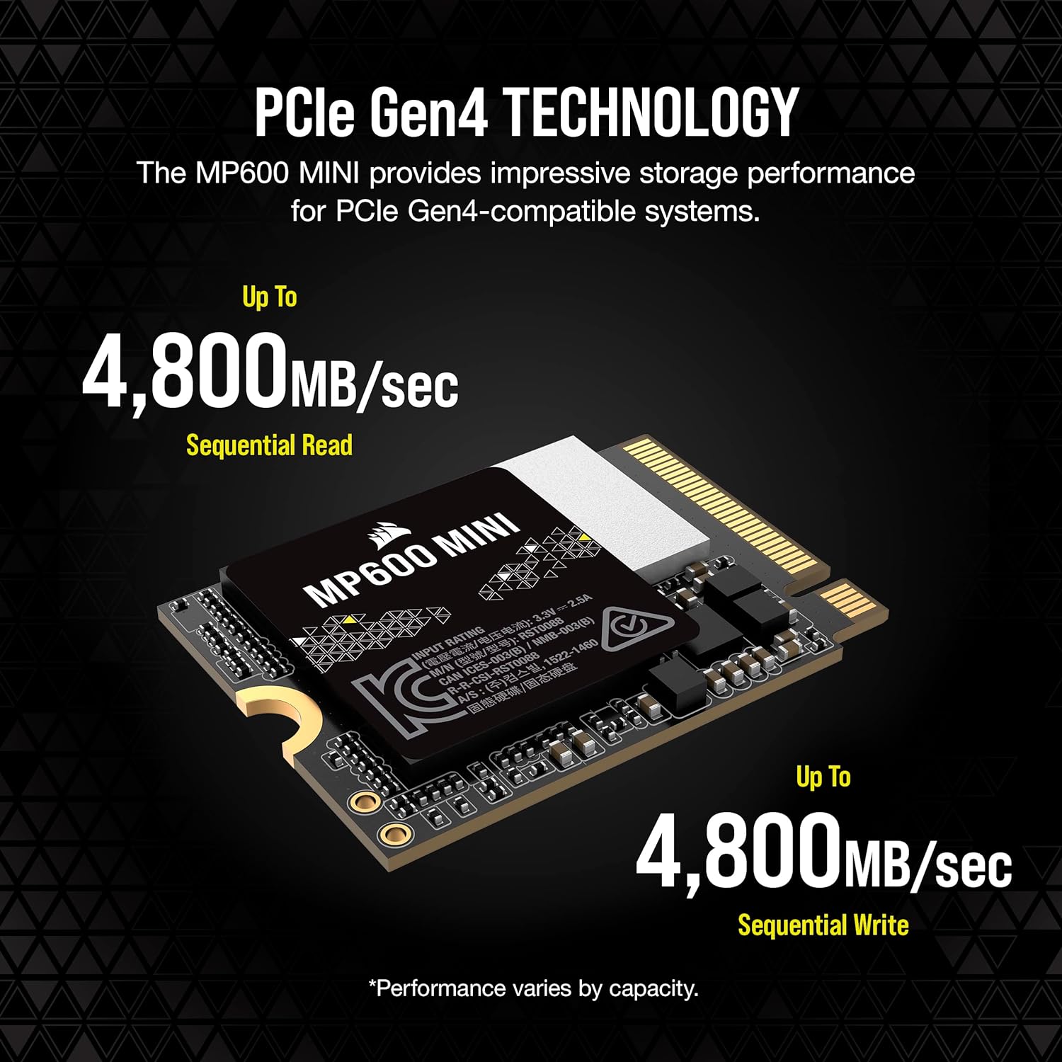 Corsair MP600 Mini 1TB M.2 NVMe PCIe x4 Gen4 2 SSD - M.2 2230 - Bis zu 4.800MB/Sek. Sequentielles Lesen - Hohe Dichte 3D TLC NAND - Ideal Für Steam Deck und Microsoft Surface - Schwar