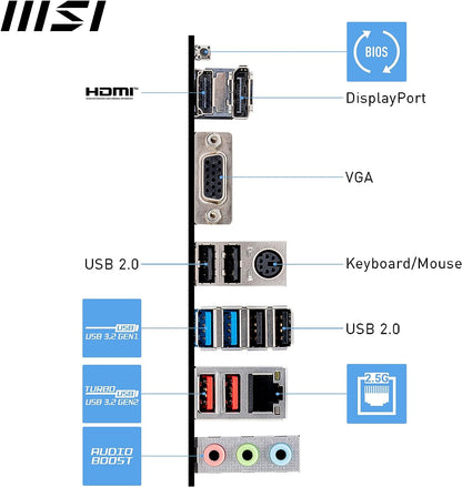 MSI PRO B650M-P Motherboard, Micro-ATX - Supports AMD Ryzen 7000 Series Processors, AM5 - DDR5 Memory Boost 6000+MHz/OC, 1 x PCIe 4.0 x16, 2 x M.2 Gen4, 2.5G LAN
