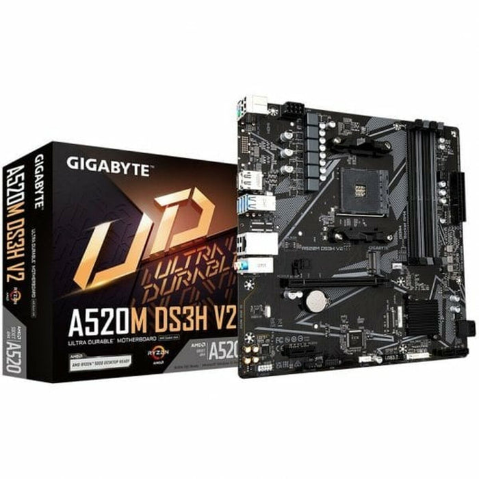 GIGABYTE Placa Base A520M DS3H V2 - Soporta CPUs AMD Ryzen Serie 5000 AM4, hasta 4733 MHz DDR4 (OC), PCIe 3.0 x16, LAN GbE, USB 3.2 Gen 1