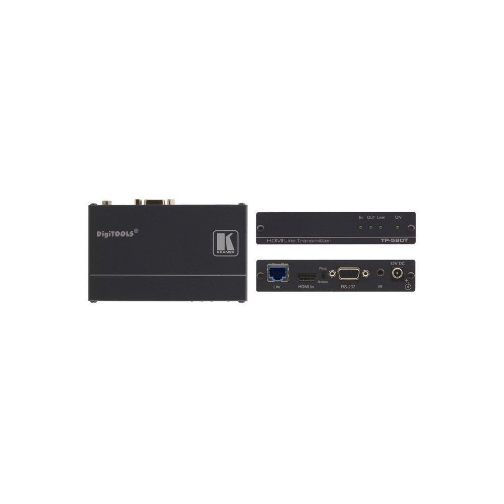 Kramer Electronics TP-580T Video Converter - Video Converter (1920 x 1080 Pixels, Black, 1- HDMI, 1- IR, 3.5mm Mini Jack, 1- RS−232, 1- HDBaseT Twisted Pair RJ-45 Connector, 12 V, 0-40 °C