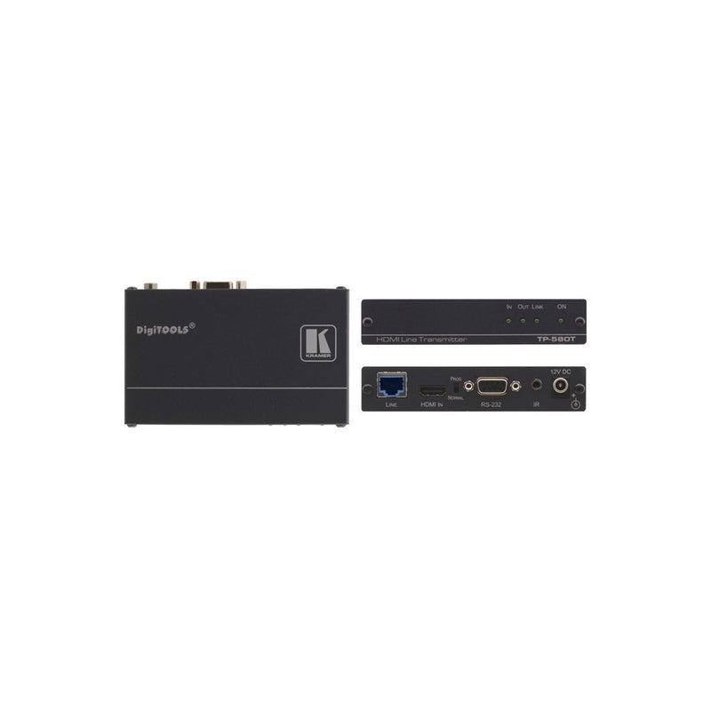 Kramer Electronics TP-580T Video Converter - Video Converter (1920 x 1080 Pixels, Black, 1- HDMI, 1- IR, 3.5mm Mini Jack, 1- RS−232, 1- HDBaseT Twisted Pair RJ-45 Connector, 12 V, 0-40 °C