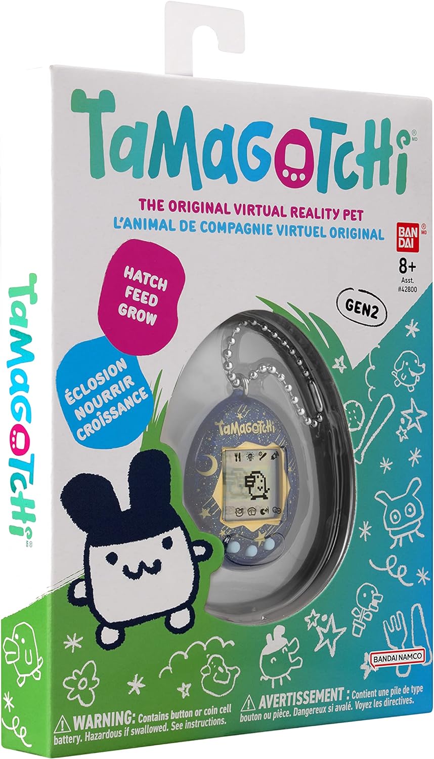 TAMAGOTCHI BandAI Original Starry Night Shell Original Cyber Pet 90s Adults and Kids Toy with Chain | Retro Virtual Pets are Great Boys and Girls Toys or Gifts for Ages 8+
